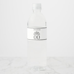 Tiara Modern Minimalist White Birthday Water Bottle Label