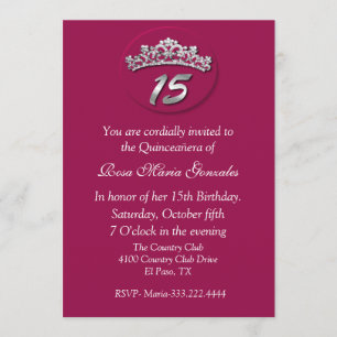 Tiara Pink Quinceañera Invitation