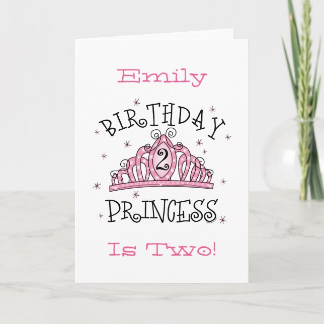 Tiara Princess 2nd Birthday Card - Customized (Front)