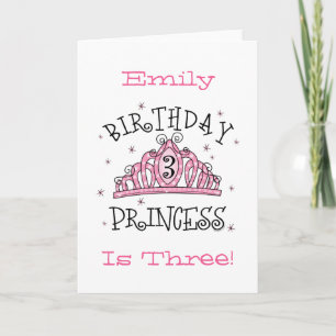 Tiara Princess 3rd Birthday Card - Customized