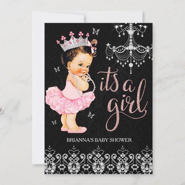 Tiara Princess It's a Girl Baby Shower Invitation (Front)