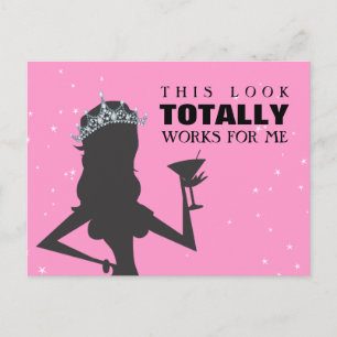 Tiara Princess with a Cocktail Funny Postcard