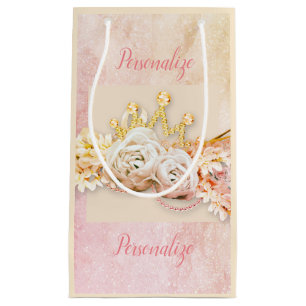 Tiara roses and lace sparkle gift bag