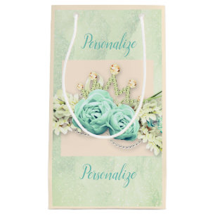 Tiara roses and lace sparkle gift bag