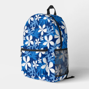 TIARE PATTERN IN BLUE PRINTED BACKPACK