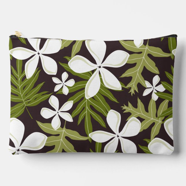 TIARE PATTERN IN OLIVE ACCESSORY POUCH (Front)