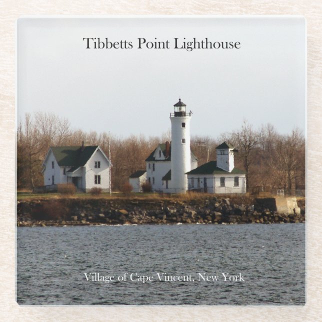 Tibbetts Point Lighthouse glass coasters (Front)