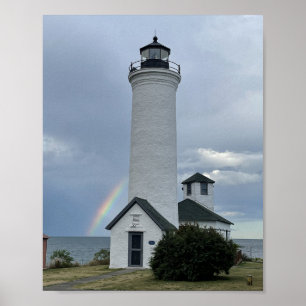 Tibbetts Point Lighthouse Rainbow Cape Vincent NY Poster