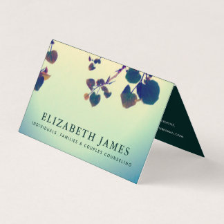 Tiber Blue Green Heart Leaf Business Card