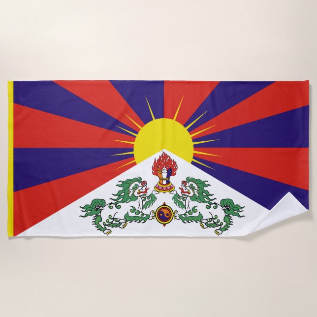Tibet flag - Snow Lion Flag Beach Towel (Front)
