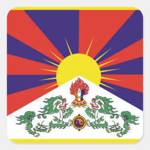 Tibet flag - Snow Lion Flag Square Sticker