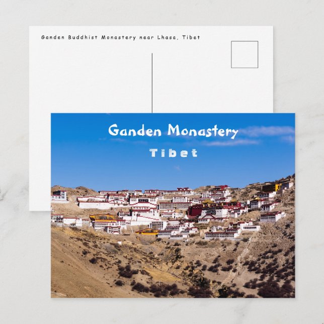 Tibet - Ganden Buddhist Monastery Postcard (Front/Back)