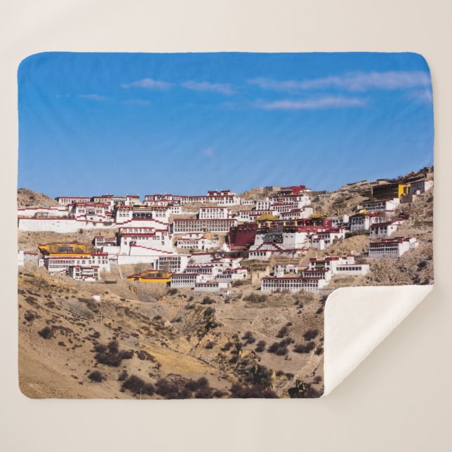Tibet - Ganden Buddhist Monastery Sherpa Blanket (Front (Horizontal))