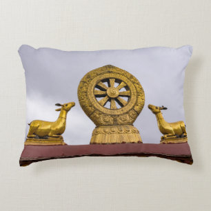 Tibet, Lhasa - Dharma wheel in Jokhang temple Accent Pillow
