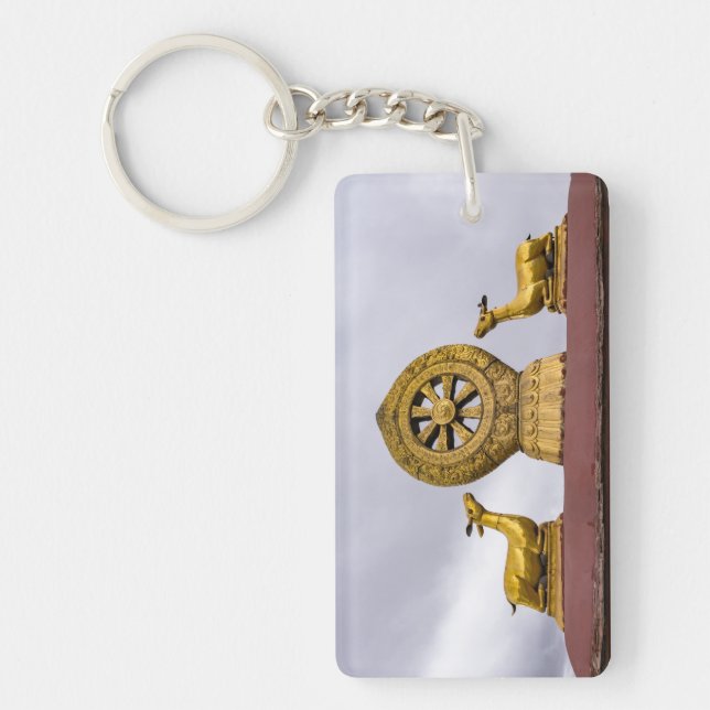 Tibet, Lhasa - Dharma wheel in Jokhang temple Keychain (Front)
