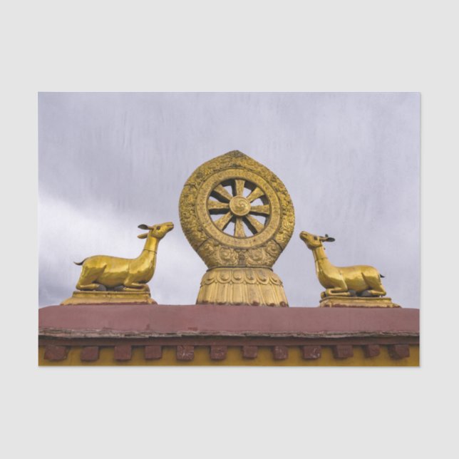Tibet, Lhasa - Dharma wheel in Jokhang temple Tissue Paper (Front)