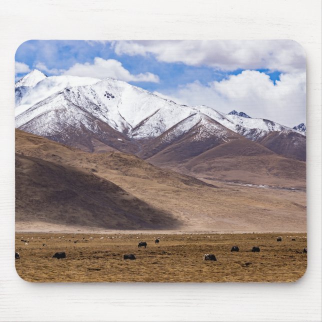 Tibet - Mountain landscape with yaks Mouse Pad (Front)
