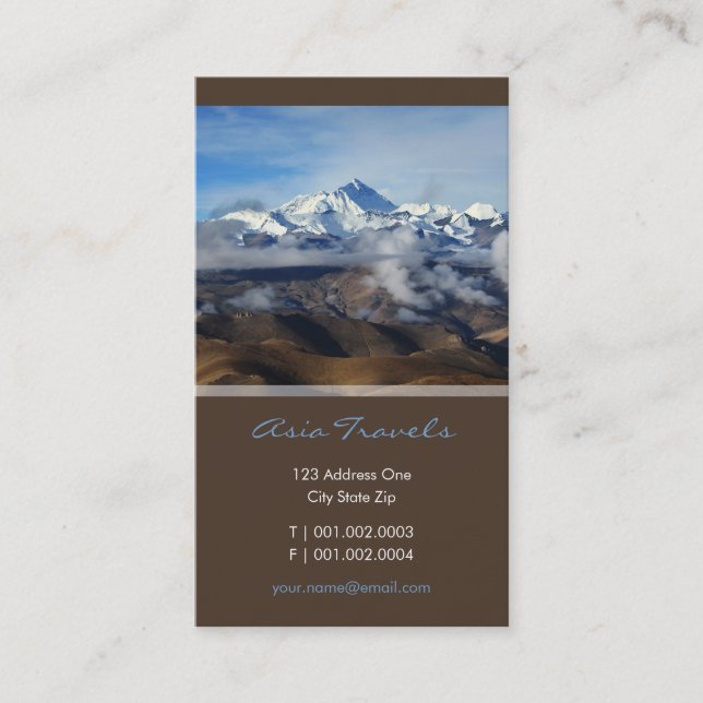 Tibet Qomolangma Mt Everest China Travel Photo Business Card (Front)