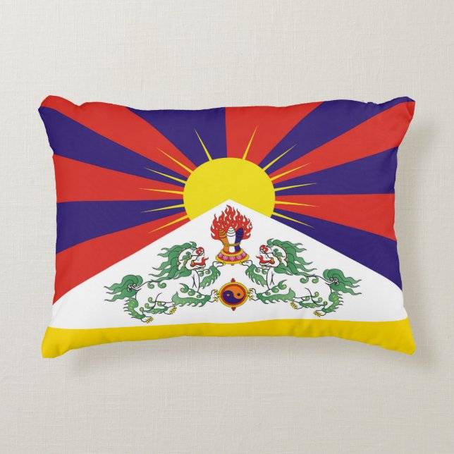 Tibet & Snow Lions, Flag - Himalayas Accent Pillow (Front)