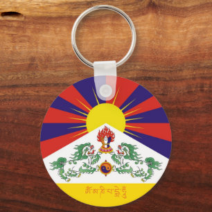 Tibet & Snow Lions flag, mantra- The Himalayas Keychain