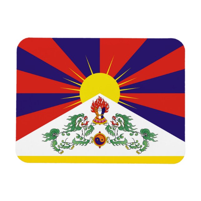 Tibet, Snow Lions, Tibetan flag - The Himalayas Magnet (Horizontal)