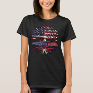 Tibet Tibetan American USA Tree Roots Flag T-Shirt