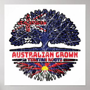 Tibet Tibetan Australian Australia Tree Roots Flag Poster