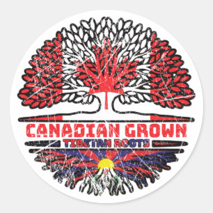 Tibet Tibetan Canadian Canada Tree Roots Flag Classic Round Sticker