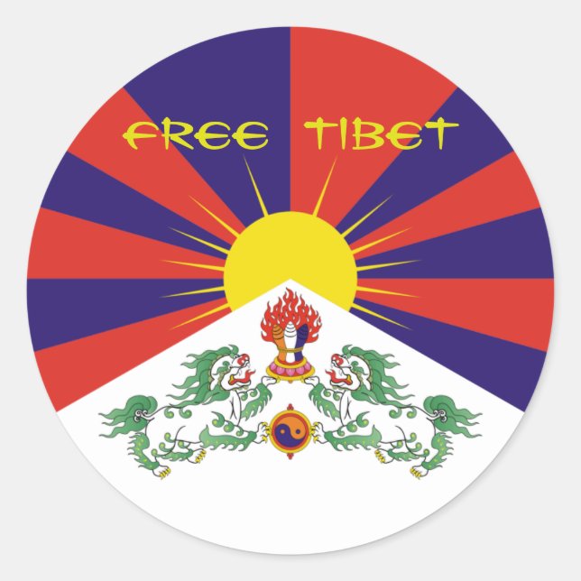 Tibet/Tibetan Flag. Free Tibet Classic Round Sticker (Front)