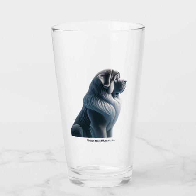 Tibétain Mastiff assis en verre (2) (Devant)