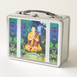 Tibetan Buddha Garden Maureen Girard Colourful Metal Lunch Box
