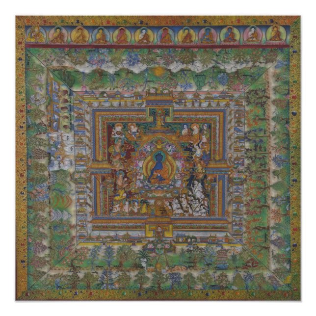 Tibetan Buddhism Blue Medicine Buddha Poster (Front)