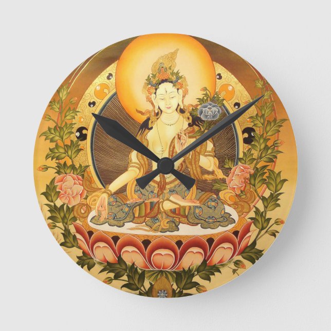 Tibetan Buddhist Art Round Clock (Front)
