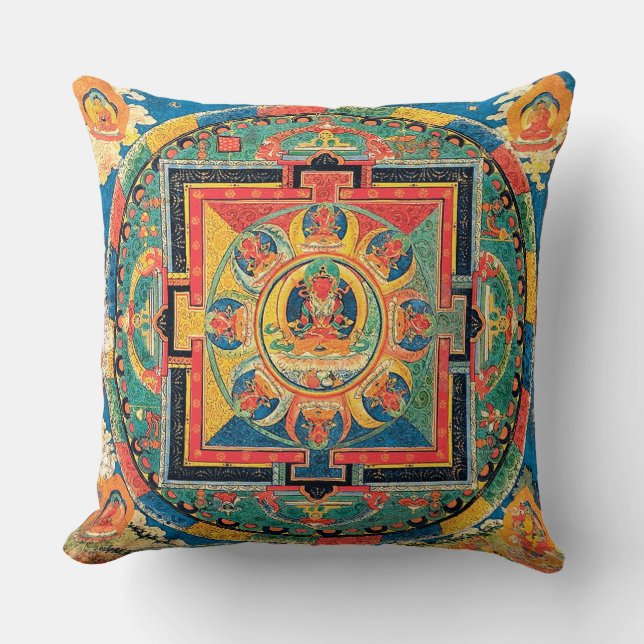 Tibetan Buddhist Mandala Pillow (Front)