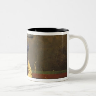 Tibetan Buddhist monk lifting a boy to ring a Two-Tone Coffee Mug