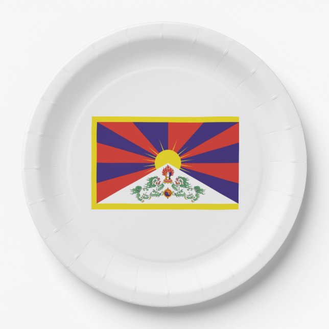 Tibetan Flag (Tibet) Paper Plate (Front)