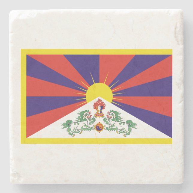 Tibetan Flag (Tibet) Stone Coaster (Front)