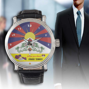 Tibetan Flag Watch, Tibet Map, design / Free Tibet Watch