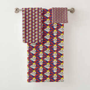 Tibetan Hearts & Tibetan Flag / Tibet Bath Towel Set