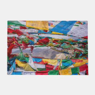 Tibetan landscape with prayer flags - Himalaya Doormat