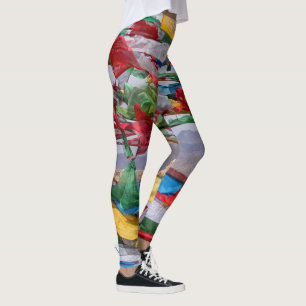Tibetan landscape with prayer flags - Himalaya Leggings