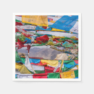 Tibetan landscape with prayer flags - Himalaya Napkin