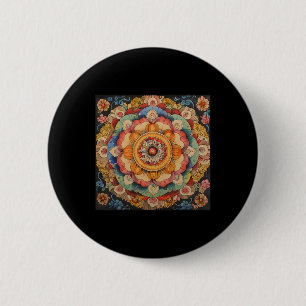 Tibetan Mandala Sacred Geometry 2 Inch Round Button