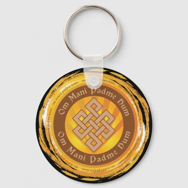 Tibetan Mantra Endless Knot Keychain (Front)