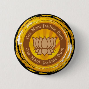 Tibetan Mantra Lotus Flower 2 Inch Round Button