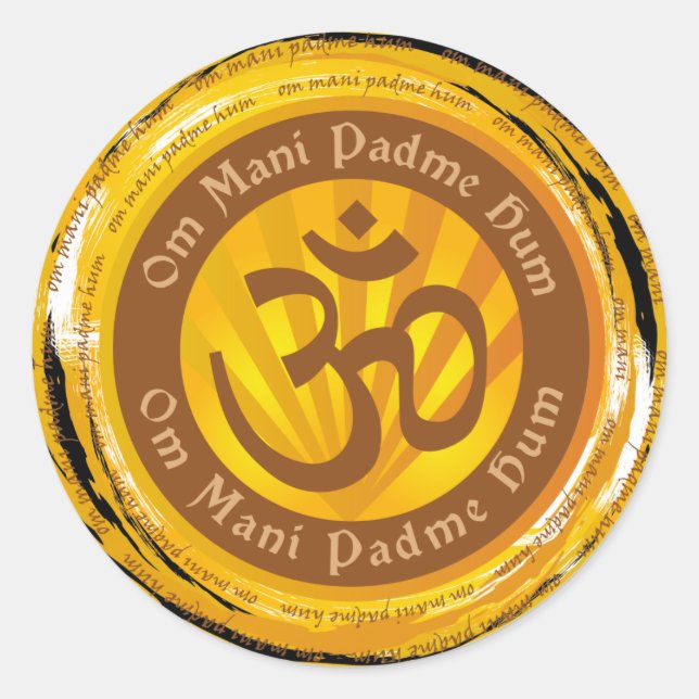 Tibetan Mantra with Aum Symbol Classic Round Sticker (Front)