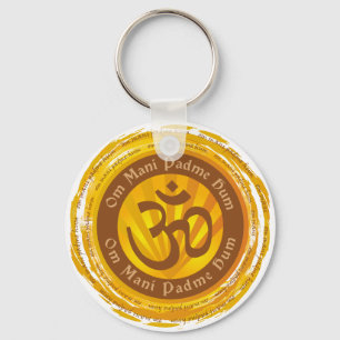 Tibetan Mantra with Aum Symbol Keychain