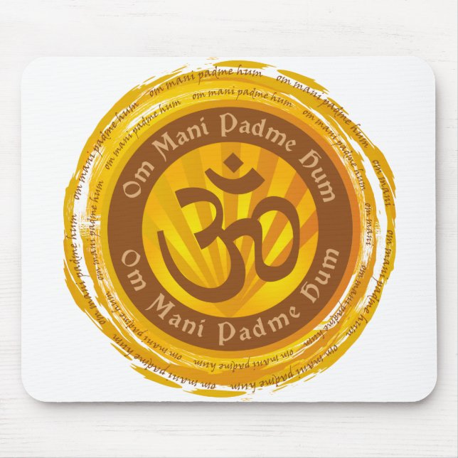 Tibetan Mantra with Aum Symbol Mouse Pad (Front)