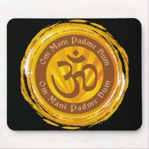 Tibetan Mantra with Aum Symbol Mouse Pad
