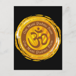 Tibetan Mantra with Aum Symbol Postcard